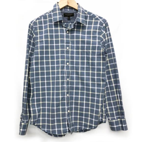 Banana Republic Men's Soft Wash Slim Fit Blue Yellow Plaid Button Down Shirt S - Picture 1 of 3